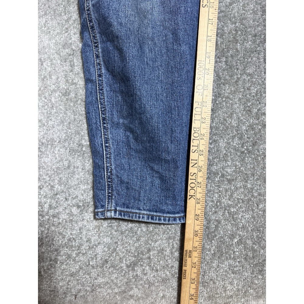 Old Navy Denim Bib Overalls Womens Size 18 Blue Stretch Pockets Tapered Leg - Picture 8 of 10